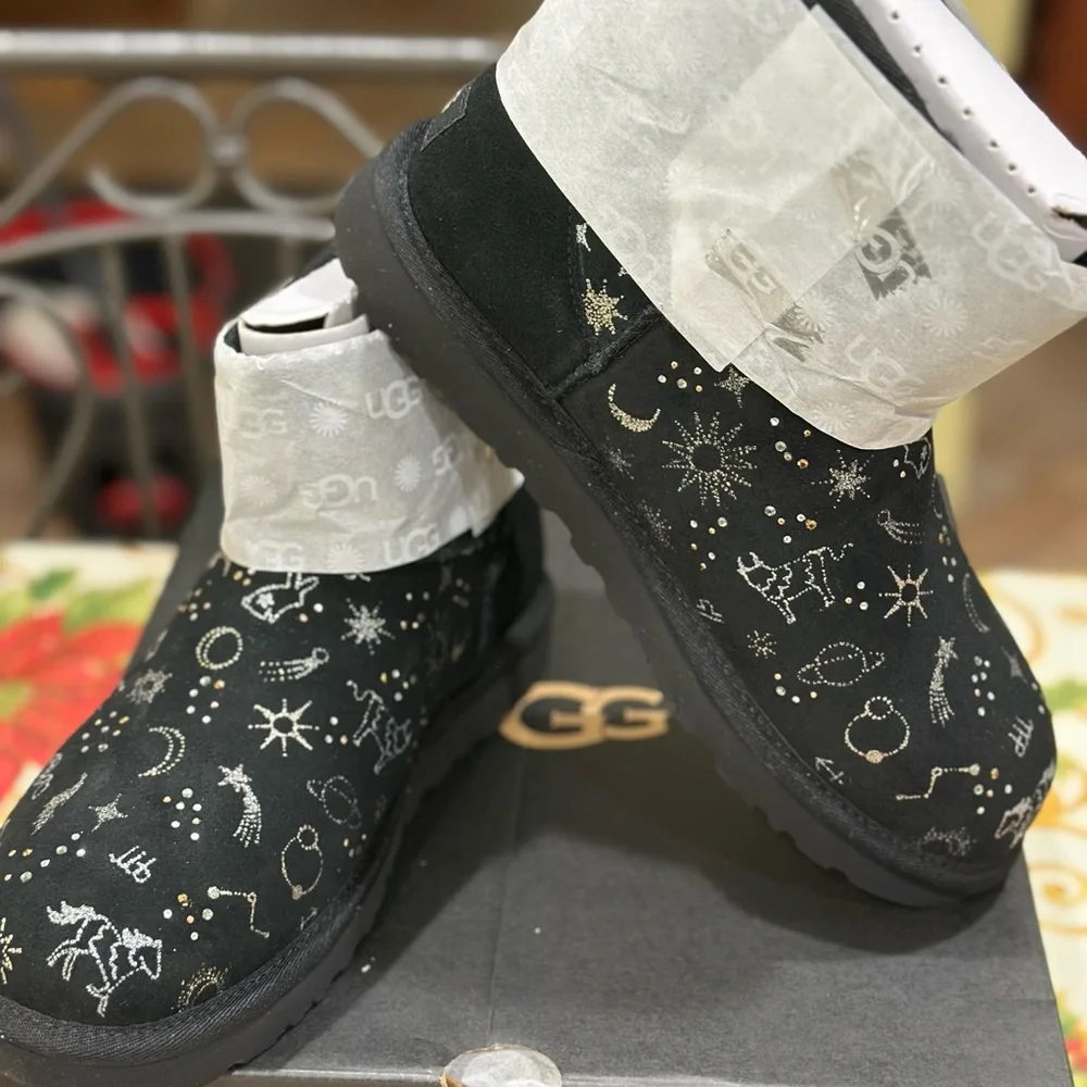UGG women Cosmic Black and Gray Boots - Picture 2 of 7